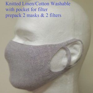 2 Knitted washable Linen/Cotton face mask